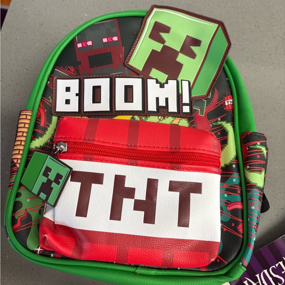 Minecraft Kids Green and Red TNT Backpack - Official Inspired